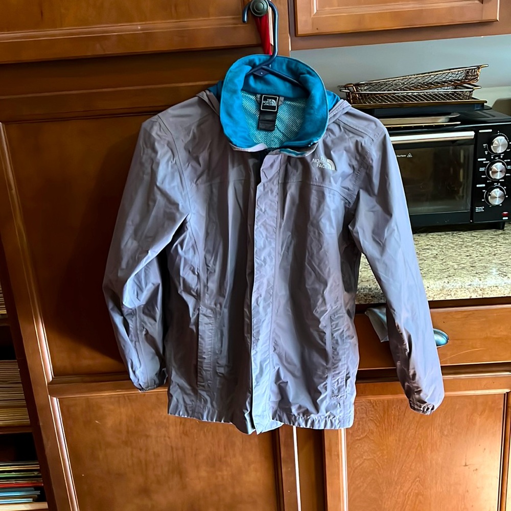 North Face Rain Jacket with Hood zip up boys large